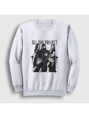 Presmono Unisex Beyaz Band K-Pop Allday Project Sweatshirt