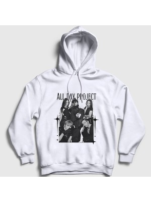 Presmono Unisex Beyaz Band K-Pop Allday Project Kapüşonlu Sweatshirt