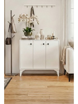 Robeve 3 Kapaklı Beyaz Ayakkabılık – Geniş Iç Hacimli, Modern Tasarımlı Ayakkabı Dolabı – Dayanıklı Gövdeli, Minimalist Ev & Antre Ayakkabılığı Çok Amaçlı Dolap Geniş Dolap