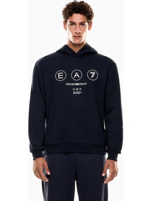 EA7 Erkek Regular Fit Normal Kalıp Kapüşonlu Uzun Kollu Lacivert Sweatshirt 7M000978 AF17787-UB102