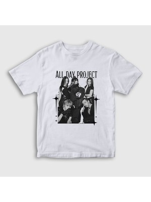Presmono Unisex Çocuk Beyaz Band K-Pop Allday Project T-Shirt