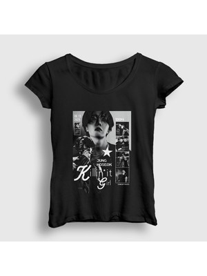 Presmono Kadın Siyah Killin It Girl J-Hope Jung Hoseok T-Shirt