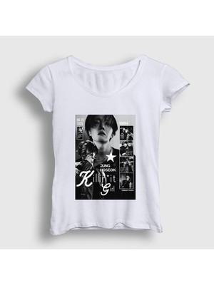 Presmono Kadın Beyaz Killin It Girl J-Hope Jung Hoseok T-Shirt