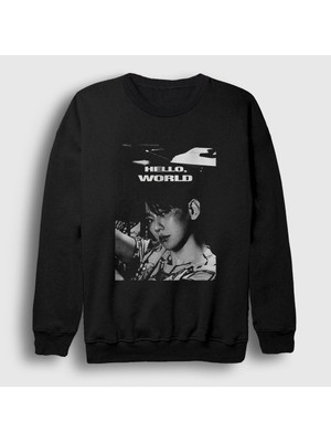 Presmono Unisex Siyah Hello World Byun Baekhyun Baek Hyun Sweatshirt