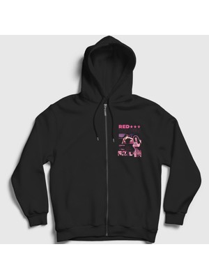 Presmono Unisex Siyah Irene Seulgi Wendy Yeri Joy Red Velvet Fermuarlı Kapüşonlu Sweatshirt
