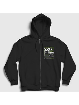 Presmono Unisex Siyah Forever Pop Got7 Fermuarlı Kapüşonlu Sweatshirt
