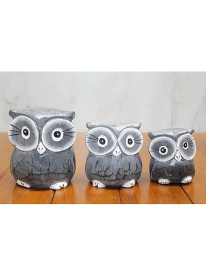 Shoplet Buğz Ahşap 3'lü Baykuş Seti Model 2