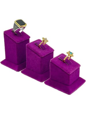 Sezgin Kutu ve Aksesuar 3 Kademe Yüzük Standı Süet Mor