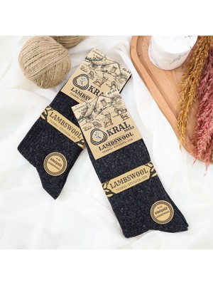 Kral Socks 2 Çift Erkek Kışlık Çorap Lambswool Yünlü Çorap (40-44 Beden)