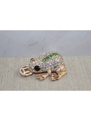 Shoplet Buğz Taşlı Minik Figür - Kurbağa