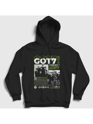 Presmono Unisex Siyah Forever Pop Got7 Kapüşonlu Sweatshirt