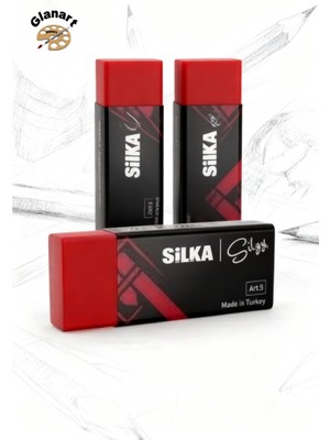 Glanart Kırmızı Pvc Resim ve Sınav Silgisi 3  Adet