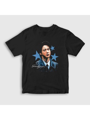 Presmono Unisex Çocuk Siyah Stars Kim Seok Jin Bts T-Shirt