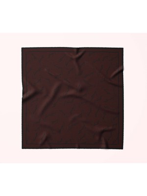 Vavelli Imza Desen Siyah Kahve Twill Ipek Eşarp