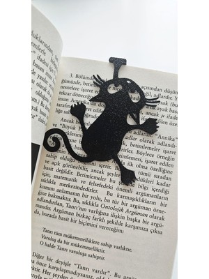 Mithra 3D Baskı Sevimli Tırmanan Kedi Kitap Ayracı-Siyah 6 Adet