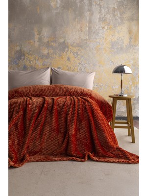 Apricitas Home Trusty Terracota Çift Kişilik Jakar Desenli Battaniye - 200*220 cm