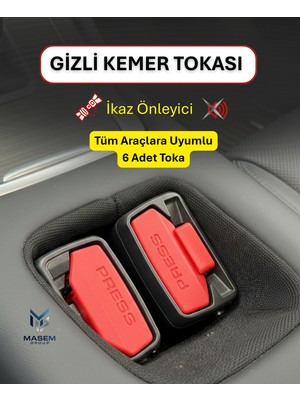 Masem Group Tüm Araçlara Uygun Koltuk Kemer Tokası Aparatı- 6 Adet Ikaz Önleyici