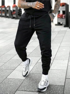 Risil-Nu Company Siyah Unisex Kışlık Şardonlu Kalın Eşofman Altı