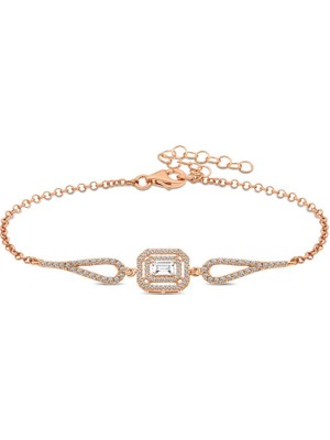 Bazarhane Gümüş Rose Dikdörtgen Baget Bileklik