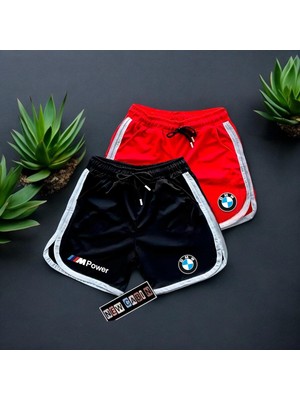 Risil-Nu Company Yeni Sezon Trend Petek Kumaş Mpower  Baskılı Slim Fit Yazlık Şort 2'li