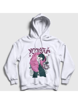 Presmono Unisex Beyaz Yeonjun Tomorrow x Tomorrow Kapüşonlu Sweatshirt