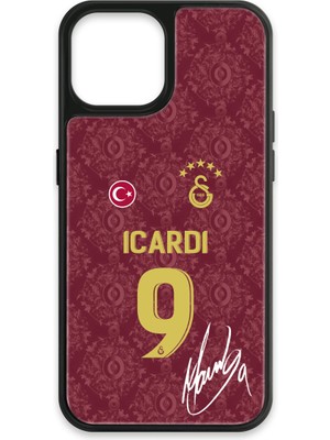 iPhone 13 Uyumlu Galatasaray Mauro Icardi 3. Forma Imzalı Cam Lisanslı Telefon Kılıfı