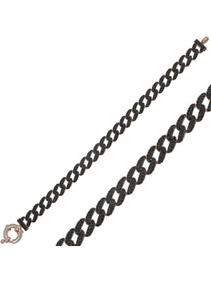 Bazarhane Gümüş Siyah Taşlı Gurmet Bayan Bileklik