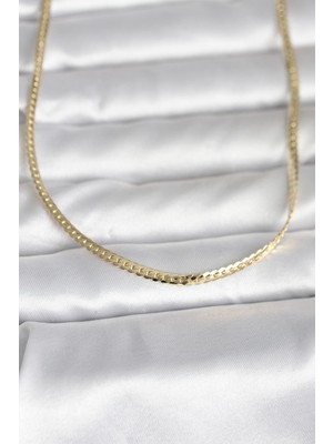 Callerrons Accessories cm 14K Gold Renk Yassı Zincir Model 45 cm Kadın Kolye - EBJ260207W39468