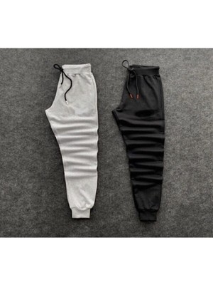 Risil-Nu Company Unisex Kışlık Şardonlu Kalın Gri-Siyah Eşofman Altı 2'li