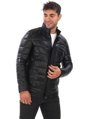 Sanalbolluk Şişme Klasik ve Spor Kesim Deri Mont Siyah Renk