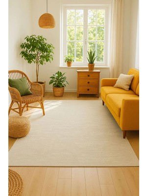 Modern Halı Dekoratif Kilim Krem Renk