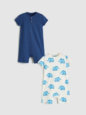 Lc Waikiki Yeni Sezon Bisiklet Yaka Erkek Bebek Penye Tulum 2'li