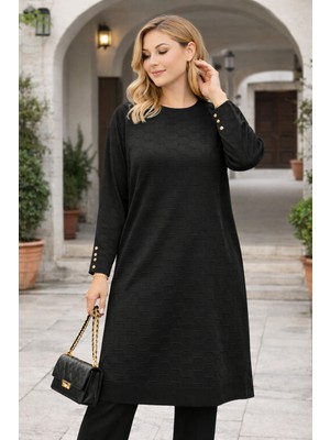 Stilmony Kadın Mevsimlik Petek Desen Uzun Büyük Beden Triko Kazak