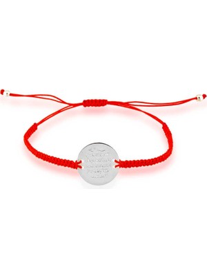 Bazarhane Gümüş Kırmızı Makrame Ayetel Kürsi Bileklik