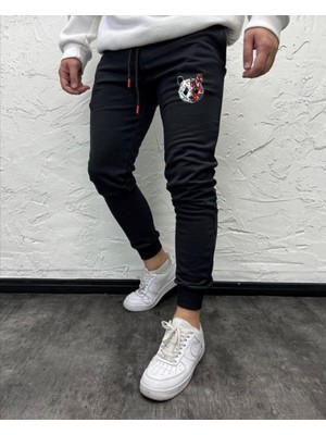 Risil-Nu Company Erkek Tokyo Panda Siyah Jogger Yazlık Eşofman Altı