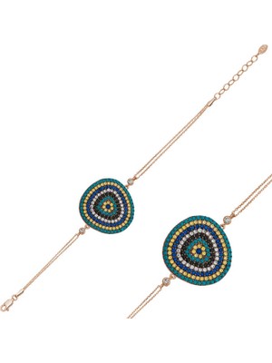 Bazarhane Gümüş Rose Damla Nazar Bayan Bileklik