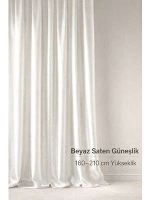 Shy Tekstil Lüks 1.sınıf Özel Dikim Elegance Beyaz Saten Güneşlik 160-210 Yükseklik Aralığı