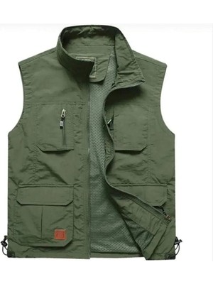 Sanalbolluk Içi Fileli Haki Renk Outdoor Yazlık Yelek