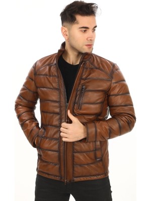 Sanalbolluk Şişme Klasik ve Spor Kesim Deri Mont Taba Renk