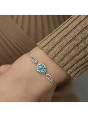 Bazarhane Gümüş Aquamarine Bayan Bileklik