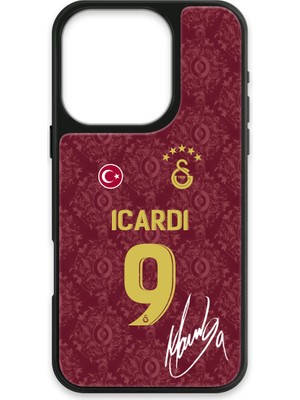 iPhone 16 Pro Uyumlu Galatasaray Mauro Icardi 3. Forma Imzalı Cam Lisanslı Telefon Kılıfı