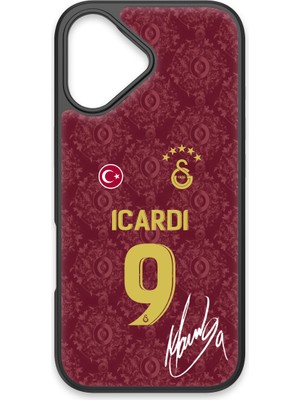 iPhone 17 Uyumlu Galatasaray Mauro Icardi 3. Forma Imzalı Cam Lisanslı Telefon Kılıfı