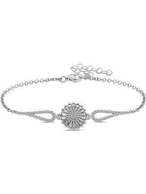 Bazarhane Gümüş Rodyum Baget Taşlı Sonsuzluk Bileklik