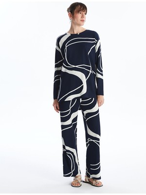 Lc Waikiki Yeni Sezon Beli Lastikli Desenli Geniş Paça Kadın Pantolon