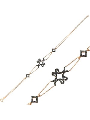 Bazarhane Gümüş Rose Dört Vavlı Bayan Bileklik