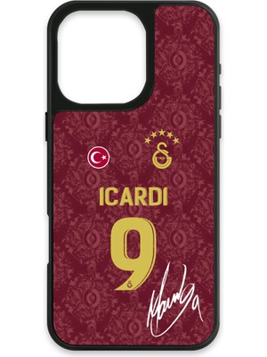 iPhone 16 Pro Max Uyumlu Galatasaray Mauro Icardi 3. Forma Imzalı Cam Lisanslı Telefon Kılıfı