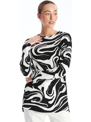 Lc Waikiki Yeni Sezon Bisiklet Yaka Desenli Kadın Sweatshirt Tunik