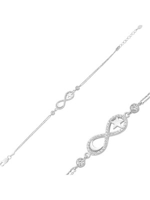 Bazarhane Gümüş Ay Yıldız Sonsuzluk Bayan Bileklik