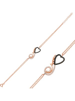 Bazarhane Gümüş Rose Kalpli Sonsuzluk Annem Bayan Bileklik