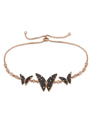 Bazarhane Gümüş Rose Kelebek Asansör Bileklik